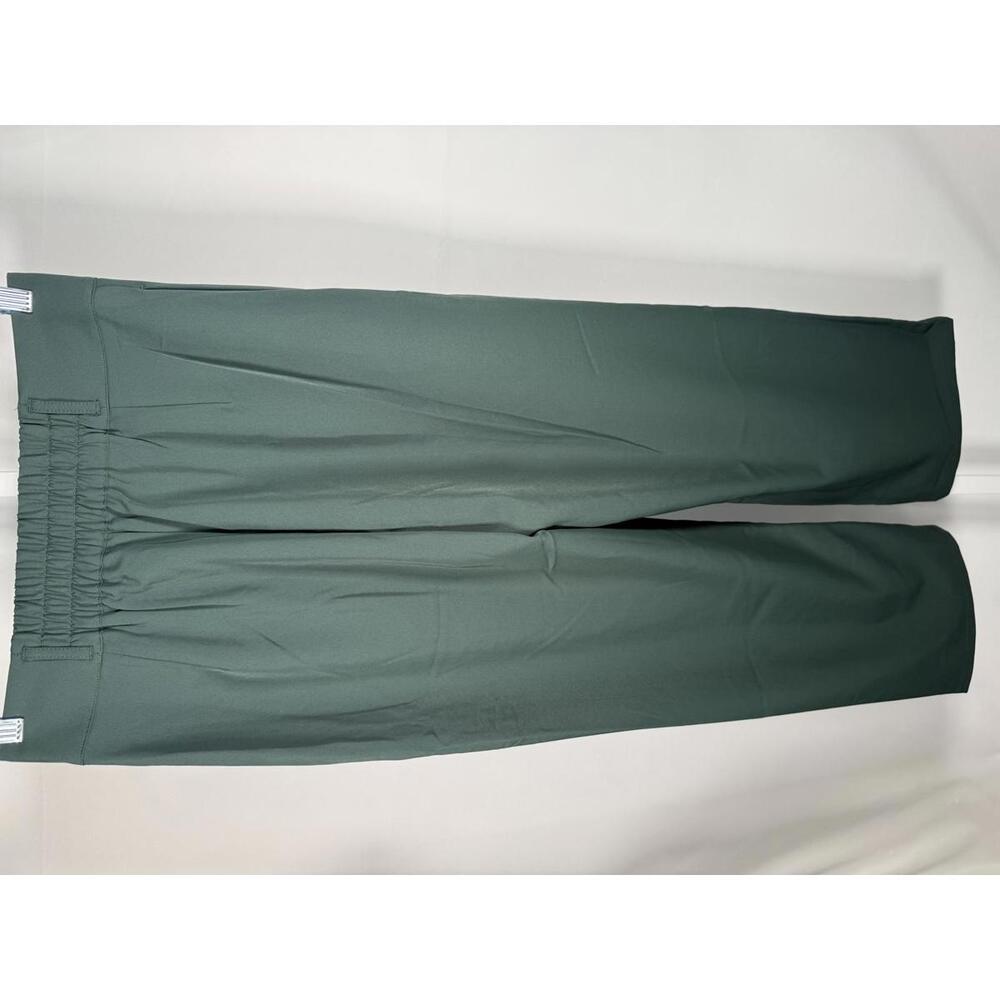 NWT Halara High Waisted Shirred Straight Leg Work Pants Dark Green M Petite - Picture 8 of 13